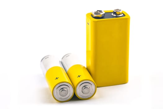 Yellow Batteries isolated on white background