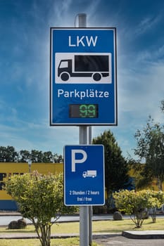 Blue Truck stop sign with counter near Giessen Hesse