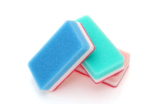 bright color rectangular sponges for washing dishes and cleaning in kitchen