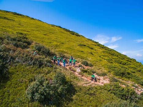 Aerial View of Great Green Ridge. Wooded Mountain Landscape