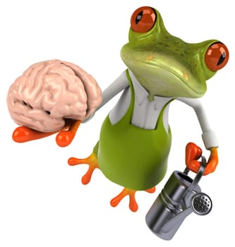 Fun frog gardener - 3D Illustration
