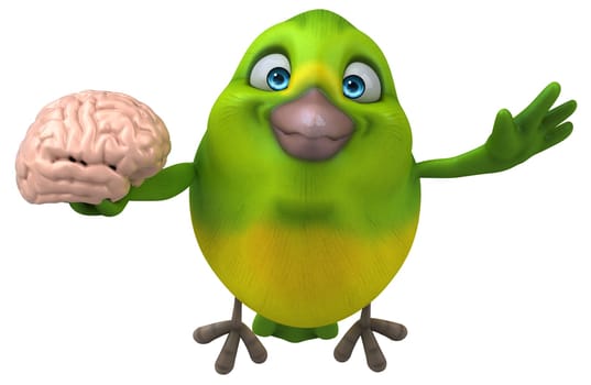 Fun green bird - 3D Illustration