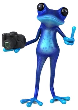 Fun blue frog - 3D Illustration