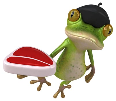 Fun french frog - 3D Illustration