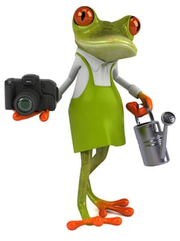 Fun frog gardener - 3D Illustration