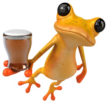 Fun yellow frog - 3D Illustration