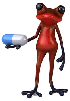 Fun red frog - 3D Illustration
