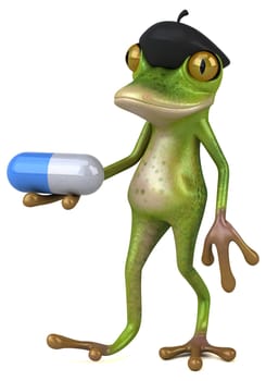 Fun french frog - 3D Illustration