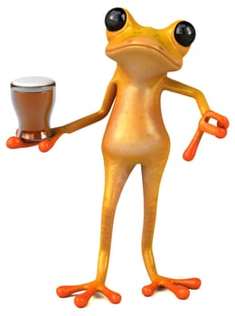 Fun yellow frog - 3D Illustration