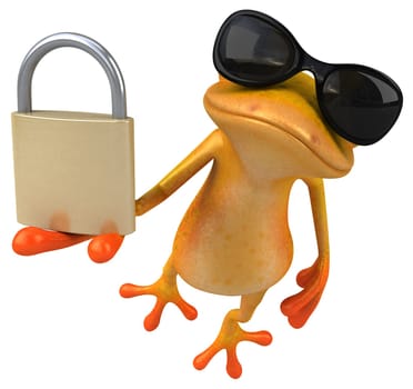 Fun yellow frog - 3D Illustration