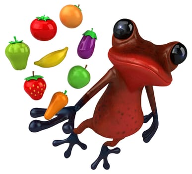 Fun red frog - 3D Illustration