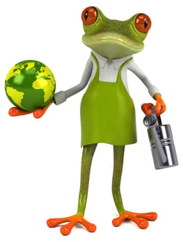 Fun frog gardener - 3D Illustration
