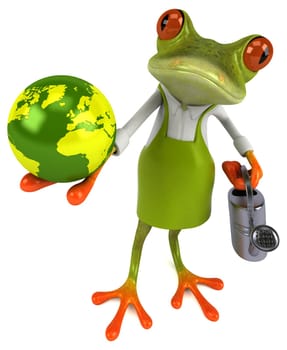 Fun frog gardener - 3D Illustration