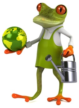 Fun frog gardener - 3D Illustration