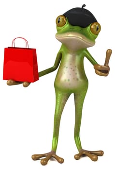 Fun french frog - 3D Illustration