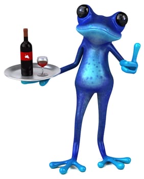 Fun blue frog - 3D Illustration