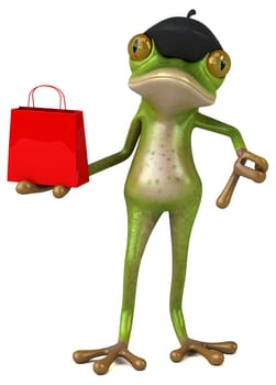 Fun french frog - 3D Illustration