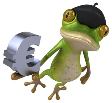 Fun french frog - 3D Illustration