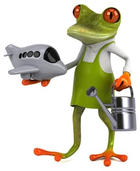 Fun frog gardener - 3D Illustration