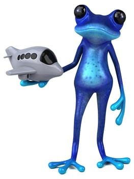 Fun blue frog - 3D Illustration