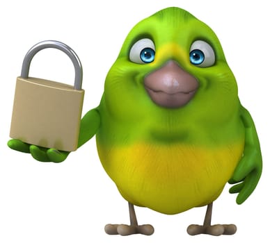 Fun green bird - 3D Illustration