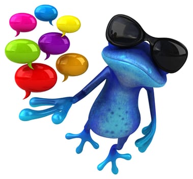 Fun blue frog - 3D Illustration