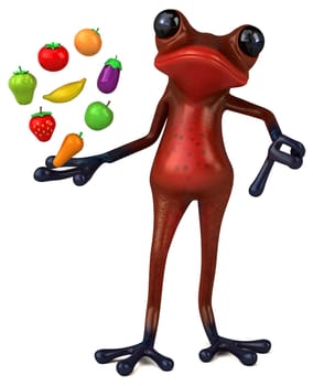 Fun red frog - 3D Illustration