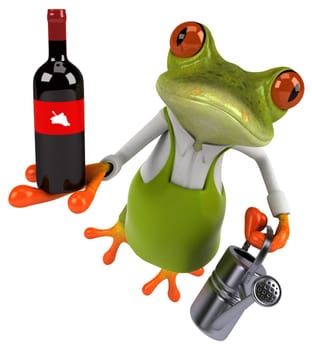 Fun frog gardener - 3D Illustration