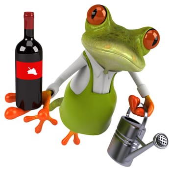 Fun frog gardener - 3D Illustration