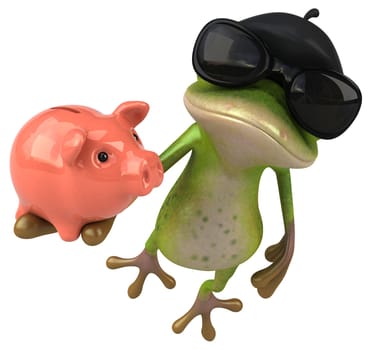 Fun french frog - 3D Illustration