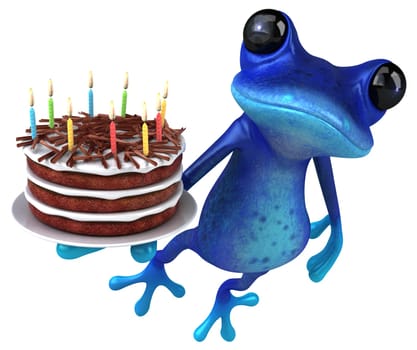 Fun blue frog - 3D Illustration