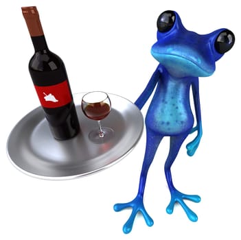 Fun blue frog - 3D Illustration