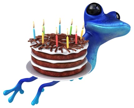 Fun blue frog - 3D Illustration