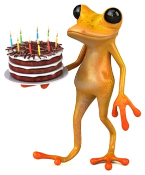 Fun yellow frog - 3D Illustration