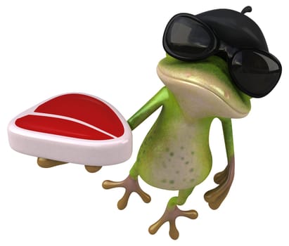 Fun french frog - 3D Illustration