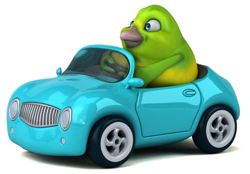 Fun green bird - 3D Illustration