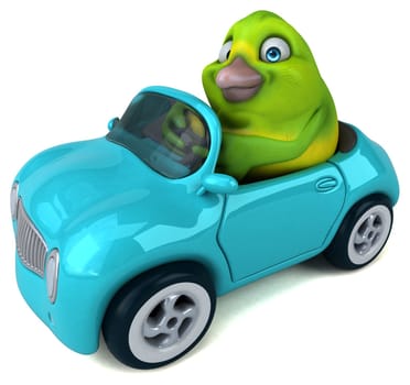 Fun green bird - 3D Illustration