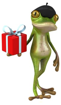 Fun french frog - 3D Illustration