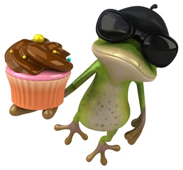 Fun french frog - 3D Illustration