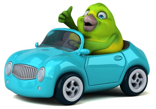 Fun green bird - 3D Illustration