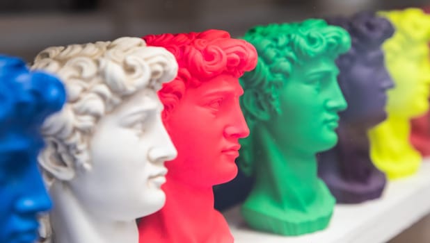 The most common Florence souvenir in Italy - David by Michelangelo. Kitsch souvenir.