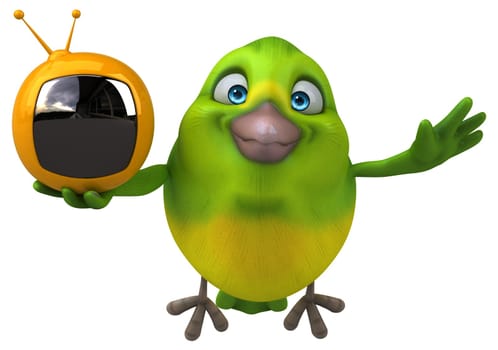 Fun green bird - 3D Illustration