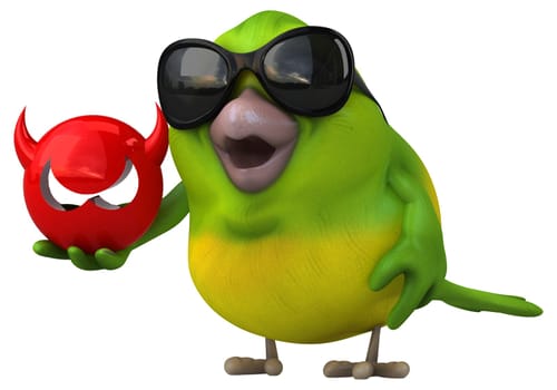 Fun green bird - 3D Illustration