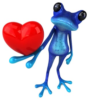 Fun blue frog - 3D Illustration