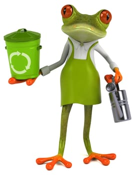 Fun frog gardener - 3D Illustration