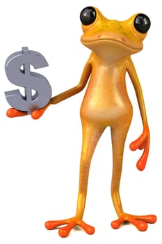 Fun yellow frog - 3D Illustration