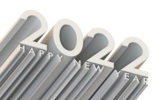 2022 New Year greeting card extruded text 3D rendering 3D illustration