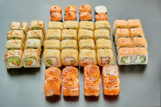 a set of delicious and juicy rolls, sushi, Japanese cuisine. High quality photo