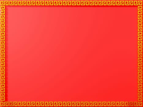 Happy Chinese New Year Background with golden oriental border ornament abstract pattern with decoration frame. Red Chinese traditional, 3D Rendering illustration