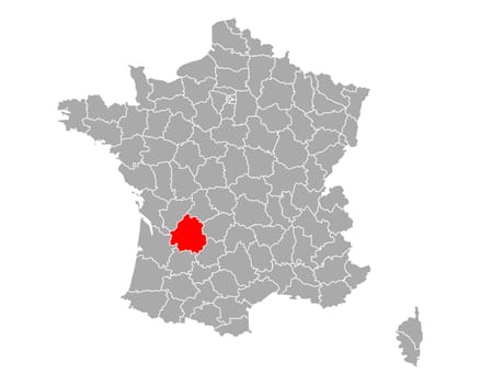 Map of Dordogne in France